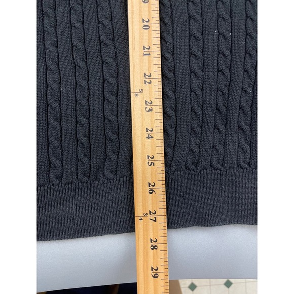 Brooks Brothers Golf Sweater XL Black Cable Knit Cotton Crewneck Mens Womens - Picture 6 of 9